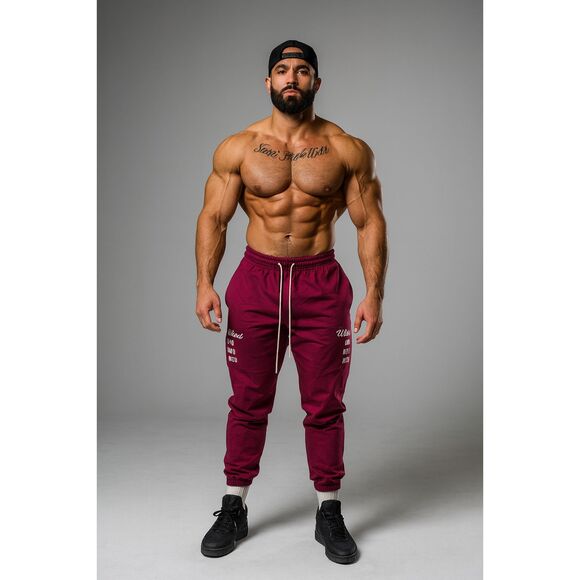 NWT Darc Sports Maroon Symbols Cropped Track Sweat Pants Mens Size Medium - Picture 1 of 11